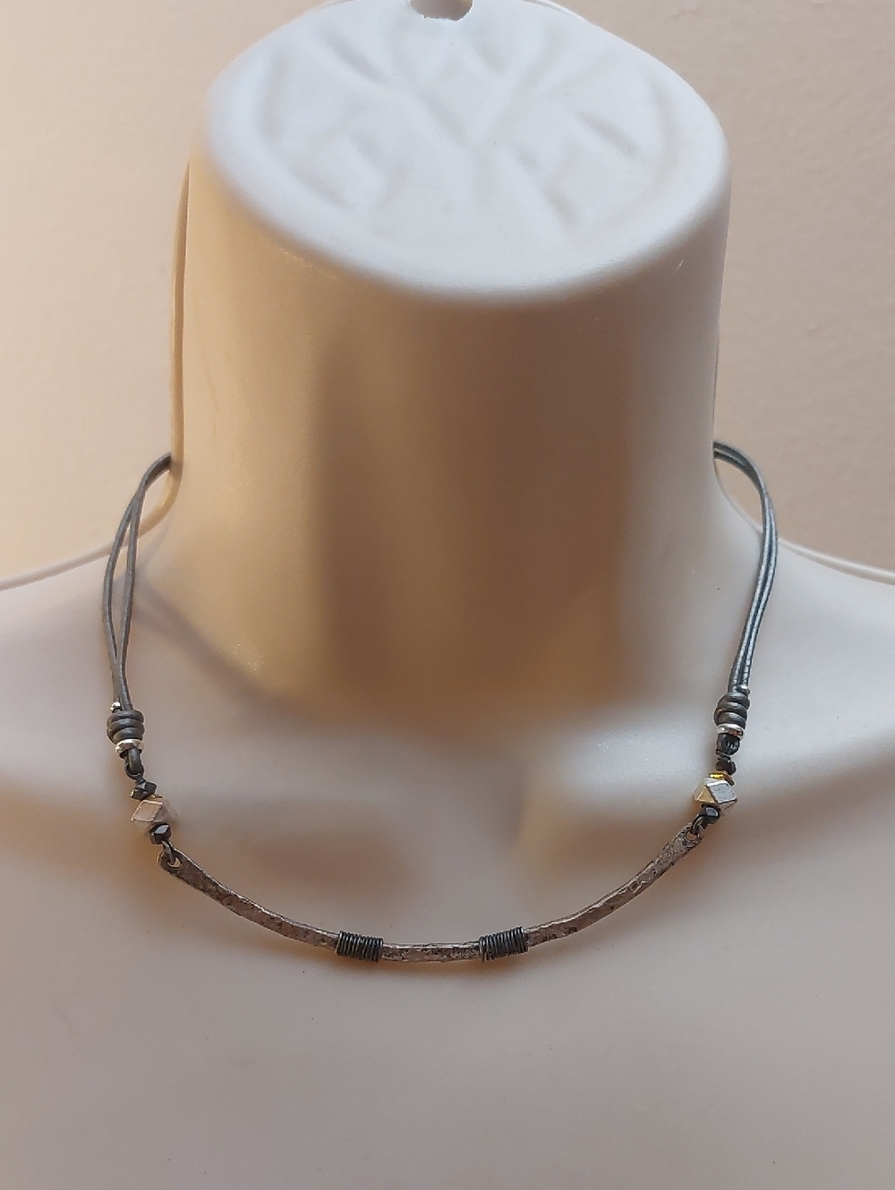 Nakamol Rustic Style Wire Wrapped Curved Bar Choker Necklace